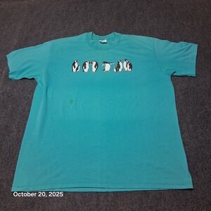 * Vintage 90s Stedman Penguin Graphic T Shirt Blue Size XL Super 50